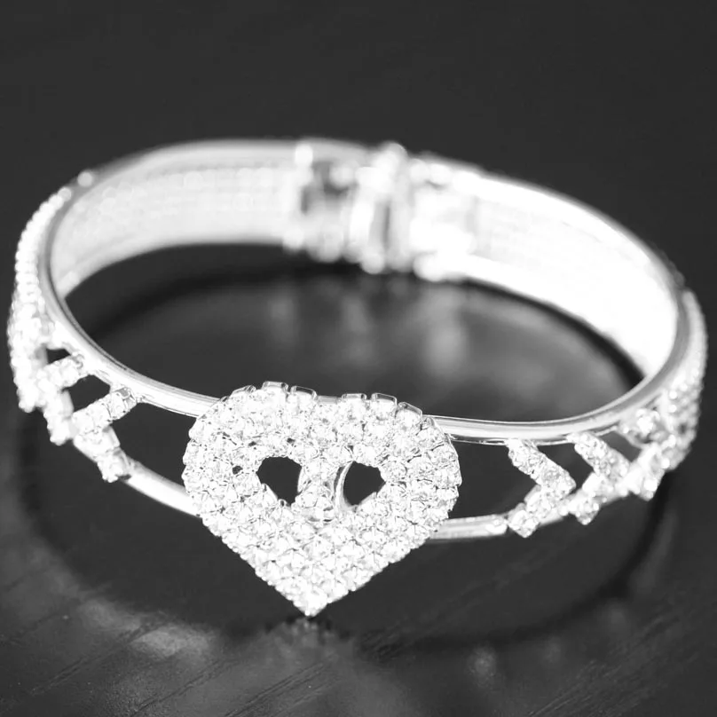 Женские модные изысканные чешские камни браслет невесты свадебные украшения - Окраска металла: silver 4