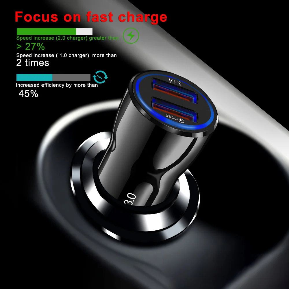 GETIHU 18 W 3.1A شاحن سيارة سريعة تهمة 3.0 المزدوج USB محول العالمي لفون 6 سامسونج Xiaomi 8 الهاتف المحمول سريع شحن