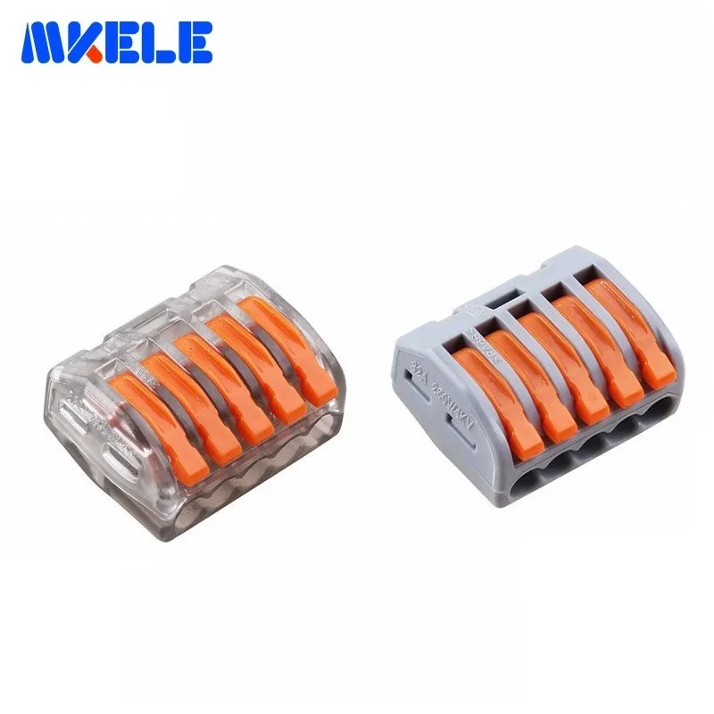 

Free Shipping 5PCS 222 WAGO Mini Fast Wire Connectors 5P Conductor Terminal Block With Lever 0.08-2.5mm2 Push-in Terminal Block