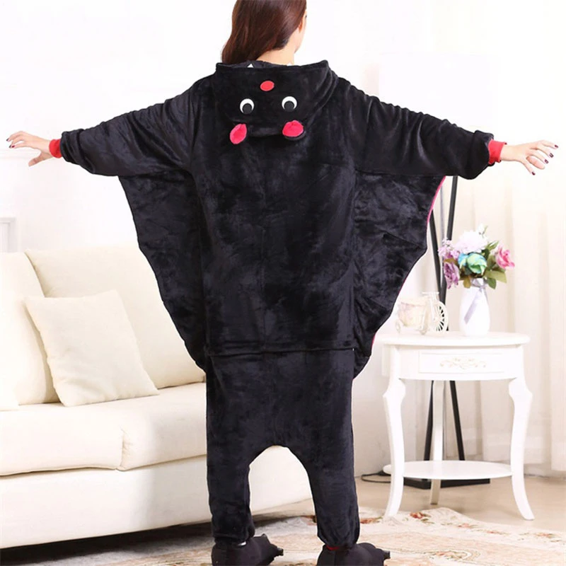 Kaufen Kinder Onesies Mit Hausschuhe Kigurumi Kinder Erwachsene Frauen Bat Tier Pyjama Anzug Overall Party Lustige Outfit Flanell Nachtwäsche