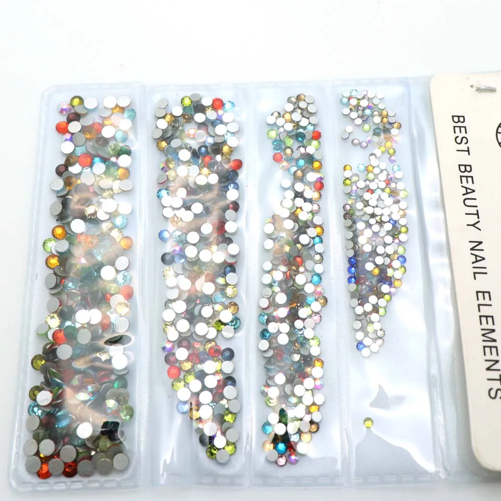 1 упаковка стеклянные стразы для ногтей разных размеров SS4 SS6 SS8 SS10 украшения для ногтей камни блестящие драгоценные камни аксессуары для маникюра - Цвет: Mix Color