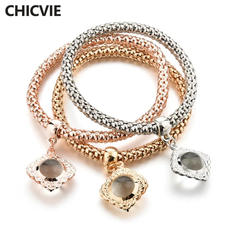 

CHICVIE Wholesale Three color Custom Square Charms Bracelets & Bangles For Jewelry Making Bracelet For Women Bracelet SBR170131