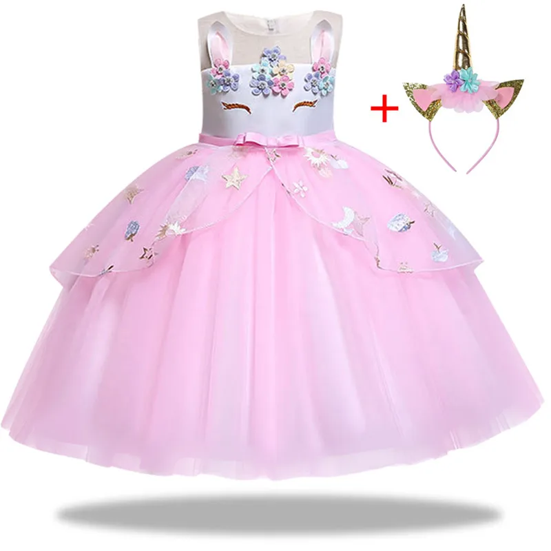 New Unicorn Dress for Girls Embroidery Ball Gown Baby Girl Princess Birthday Dresses for Party Costumes Children Clothing