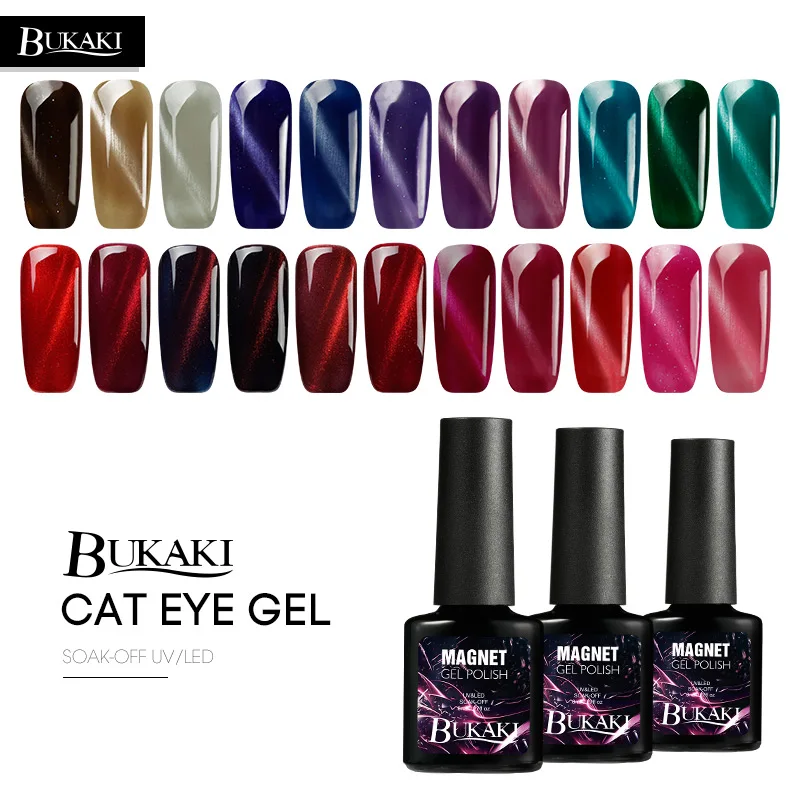 

BUKAKI 3D Red Cat Eyes LED UV Soak-off Gel Lacquer Magnetic Effect Gel Varnish UV Magnet Nail Gel Polish UV GEL for Nail Art