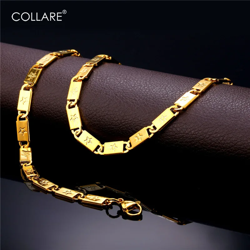 

Collare Star Chain Jewelry Sets For Men 316L Stainless Steel Gold Color Box Link Chain Bracelet Necklace Set Men Jewelry S103