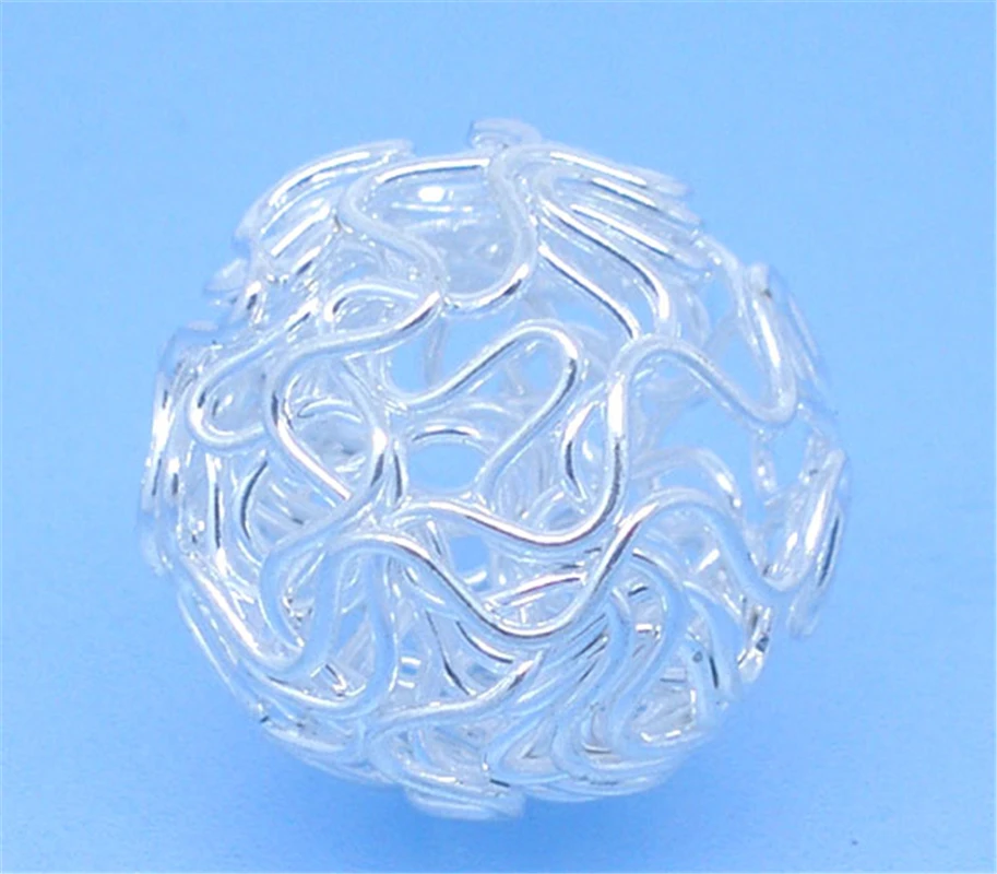 

DoreenBeads 20 Silver color Hollow Twist Ball Wire Beads 18mm (B07881), yiwu
