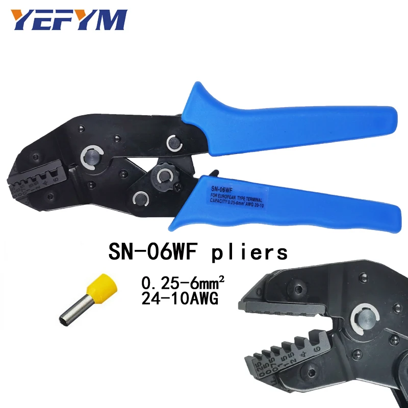 YEFYM SN-06WF обжимные плоскогубцы Емкость 0,25-6 мм2 24-10AWG Европейский стиль Клеммный Зажим саморегулирующийся бренд ручные инструменты - Цвет: SN-06WF pliers