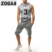 Plus Size S-3XL Ropa De Hombre 2018 ZOGAA Fashion Men Sets Sleeveless Tops and Pants Zipper Hooded Sleeveless Sweatshirt