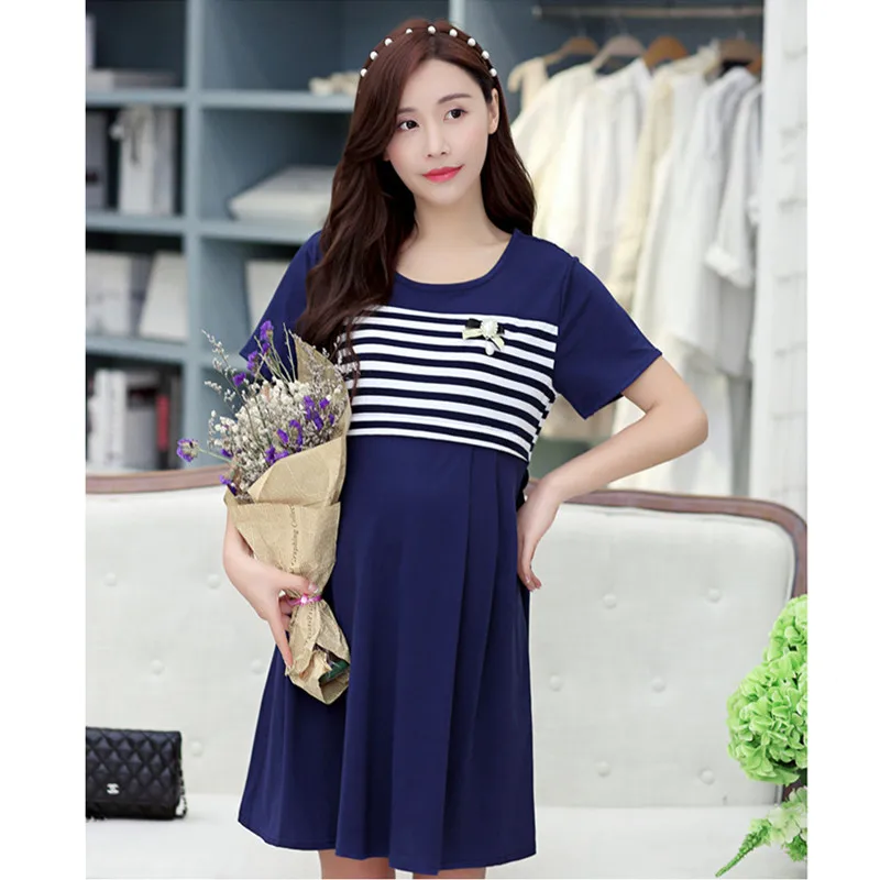 

Soft Spacewadding Maternity Dresses Causual Breastfeeding Clothes for Pregnant Women Korean Nursing Pregnancy Clothing B0395