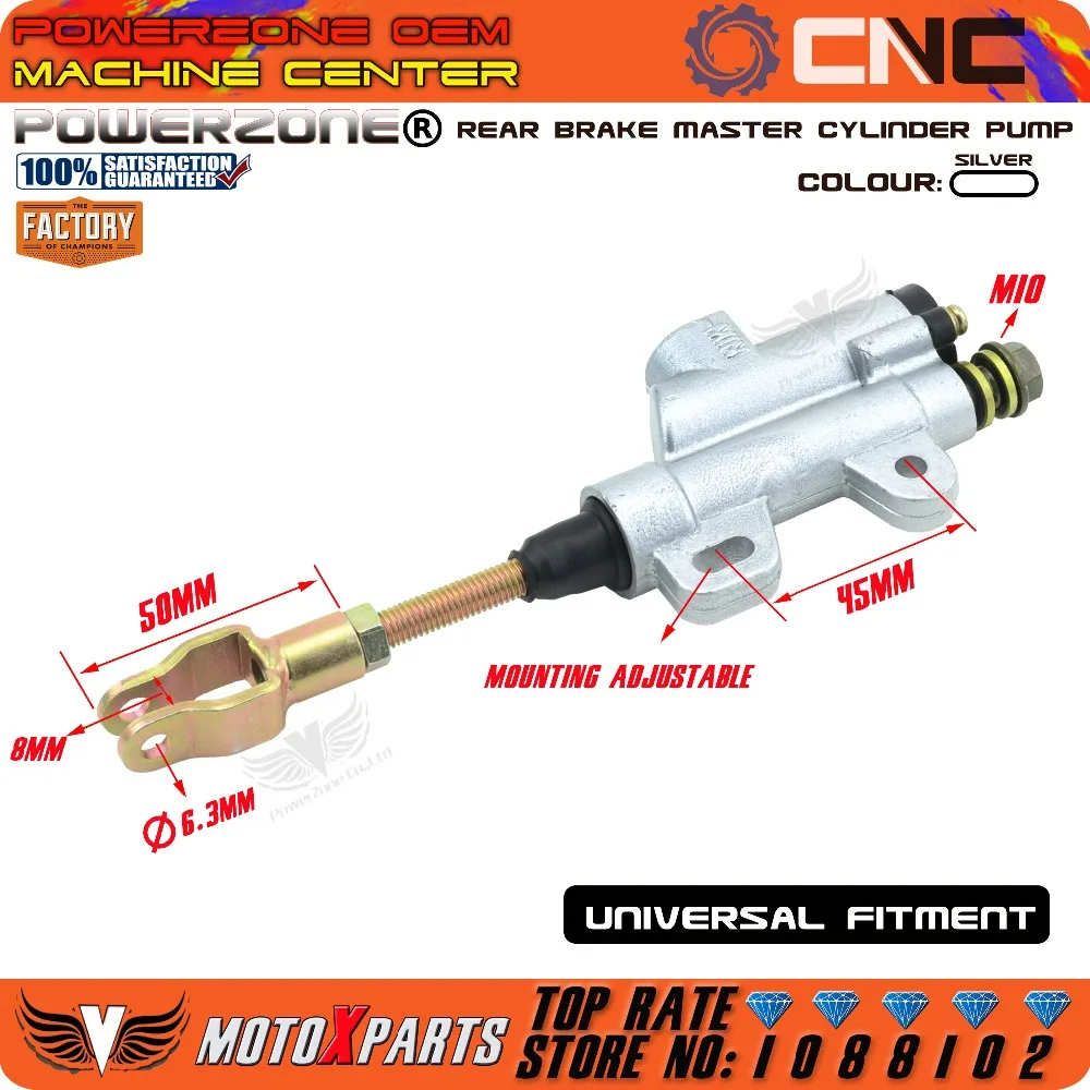 Motorcycle Rear Hydraulic Brake Master Cylinder Pump For 50cc 70cc 110cc 125cc 150cc 250cc Thumpstar ATV Pit Pro Dirt Bike Motorcycle Rear Hydraulic Brake Master Cylinder Pump For 50cc 70cc 110cc 125cc 150cc 250cc Thumpstar ATV Pit Pro Dirt Bike