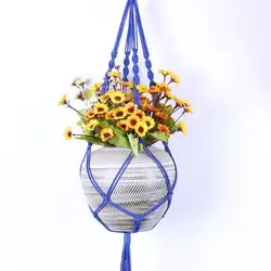 Вешалка для растений винтажная Узловая ручная вязаная вешалка на веревку цветочный горшок для растений корзина макраме подвесная