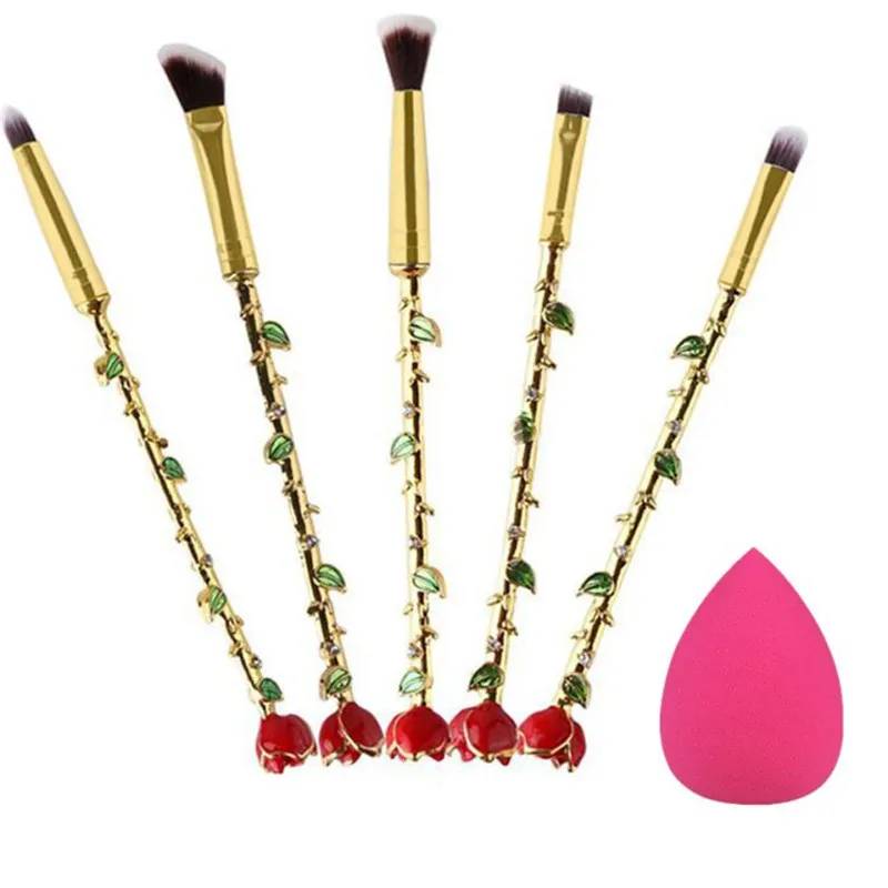 

5Pcs Rose makeup brushes set man-made fibers Foundation Eyebrow Eyeliner Blush Cosmetic Concealer Brushes 2018 Women