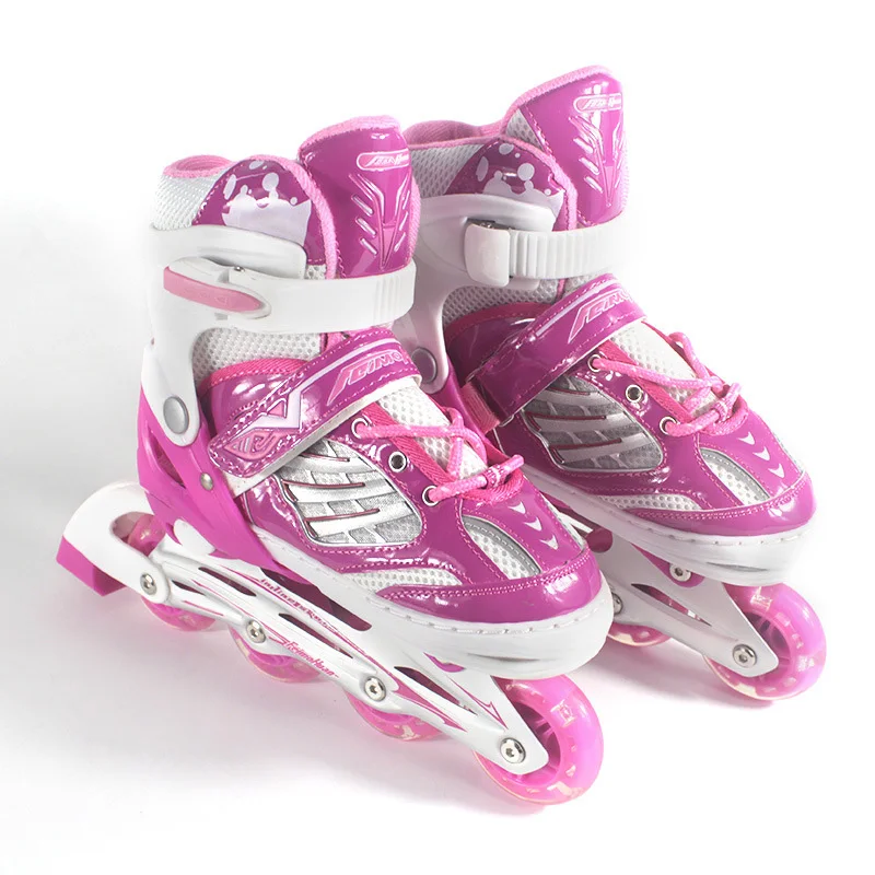 زوج مضمنة المهنية النساء الكبار الاطفال سباق التعرج انزلاق زلاجات ثلجية PP أحذية التزلج قابل للتعديل جميع عجلات وامض Patines