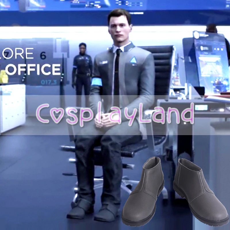 Become Human Connor Cosplay Boots Shoes Custom Made Free Newest Game Detroit