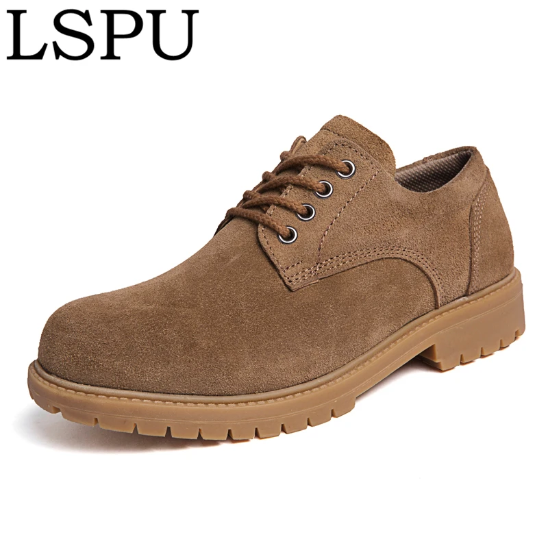 

New Fashion Men Work Shoes Vintage Lace-Up Breathable Casual Leather Shoes Big Head Comfortable Martin Shoes Men Plus Size 38-46