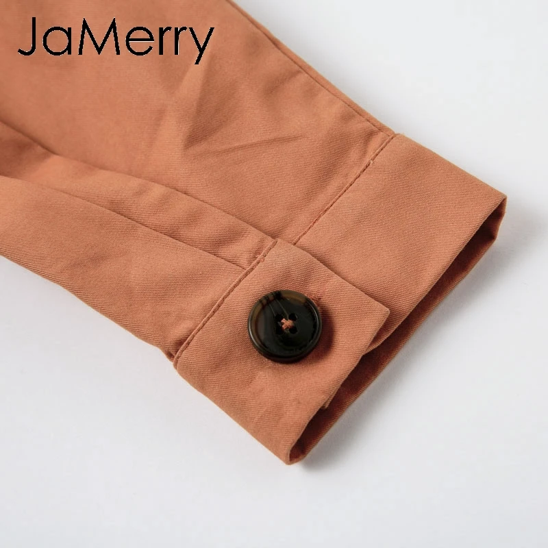 JaMerry Vintage casual cargo cotton women's jumpsuit Sashes orange pocket sports jumpsuit overall Solid autumn winter romper