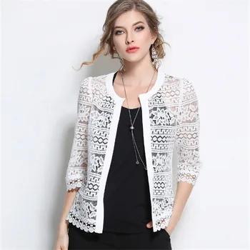 

2018 Plus Size Wome Clothing 5XL 4XL XXXL Ladies White Lace Blouse Summer Cardigan Coat Black Crochet Sexy Female Blouse Shirt
