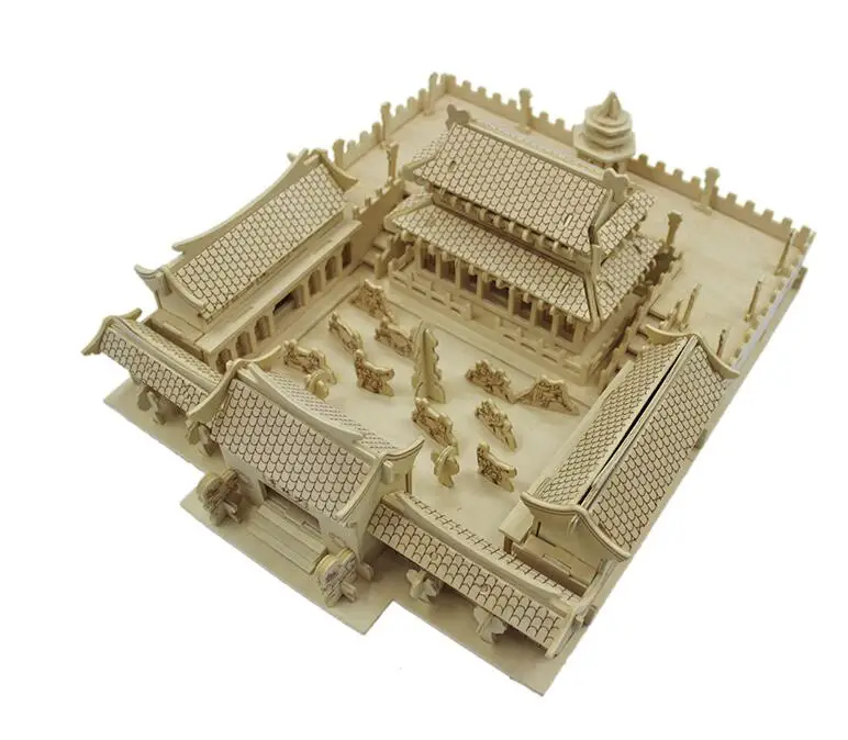 Деревянная 3D модель здания игрушка подарок деревянная головоломка ручная работа сборка игры деревянное ремесло Строительство Шаолинь храма кунг-фу 1 шт
