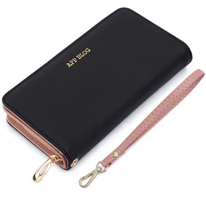 Приложение блог роскошный бренд женский кошелек новейший модный бумажник с застёжкой-молнией для телефона держатель карты сумки для Femme Carteiras - Цвет: black with wrist