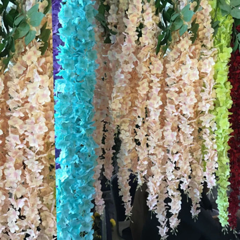 180cm Artificial Hanging Silk Hydrangea Bouquet Flower Vine Wedding Party Home Decor