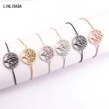 10 шт. Мода CZ микро проложить круглый жизни Дерево кубическая подвеска с цирконом браслет, для женщин высокого качества