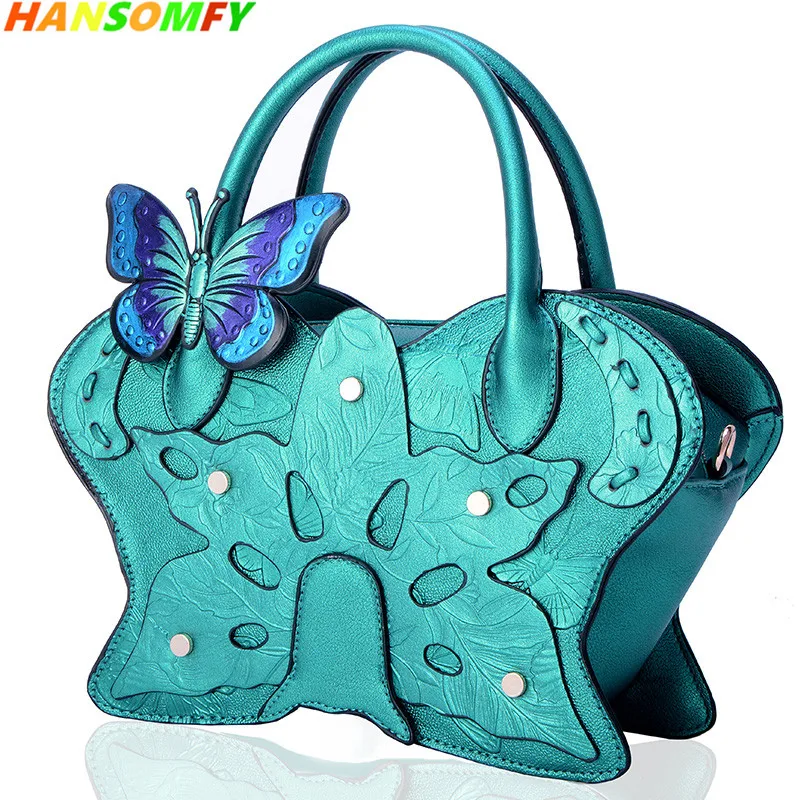 

2018 new wave women Messenger bag luxury fashion painted butterfly female shoulder bag Vintage mobile national wind handbags