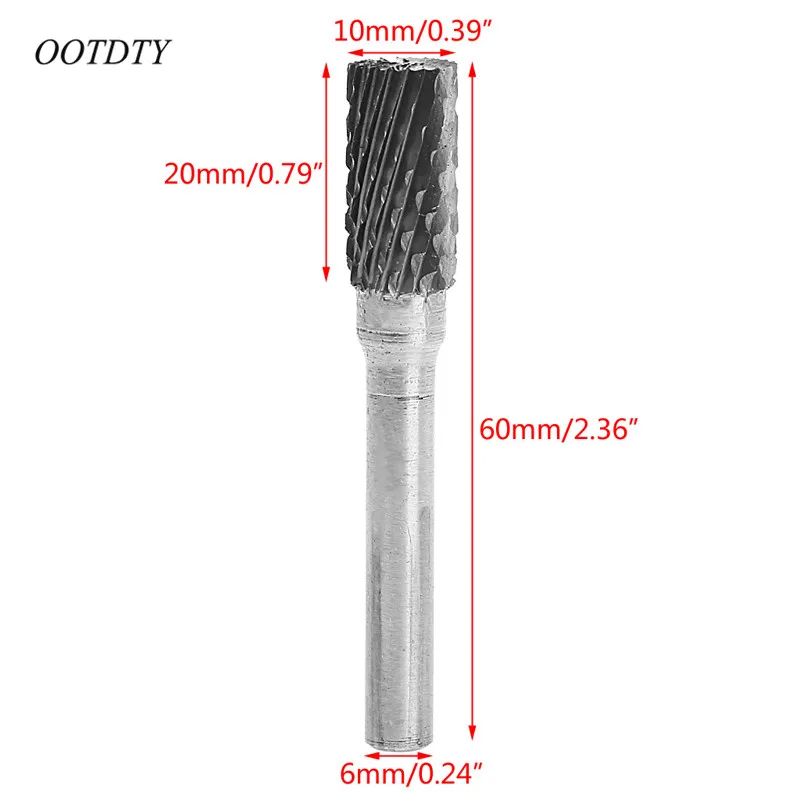 OOTDTY твердосплавный роторный напильник фрезерный хвостовик 6 мм металлическая шлифовальная режущая головка заусенцы 12 мм/10 мм/8 мм головка