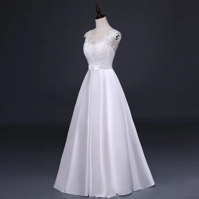 FADISTEE Новое поступление Элегантное свадебное платье Vestido de Festa с аппликацией без спинки А-силуэта атласное длинное кружевное стильное платье