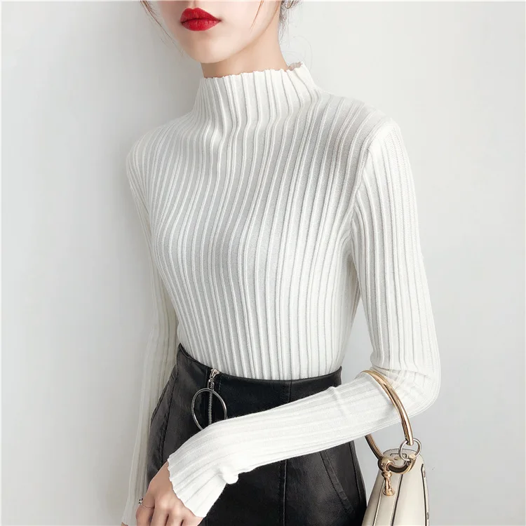 Yovamoo Turtleneck Solid Women Sweater Skinny Elastic Knitted Full Sleeve Pullover Slim Top Femme Autumn Fashion Jumper Yovamoo Turtleneck Solid Women Sweater Skinny Elastic Knitted Full Sleeve Pullover Slim Top Femme Autumn Fashion Jumper