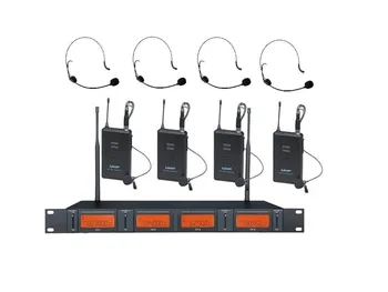 

Four Channel UHF 4 Black Headset 4 Lavalier Microphone Wireless System condenser microphone