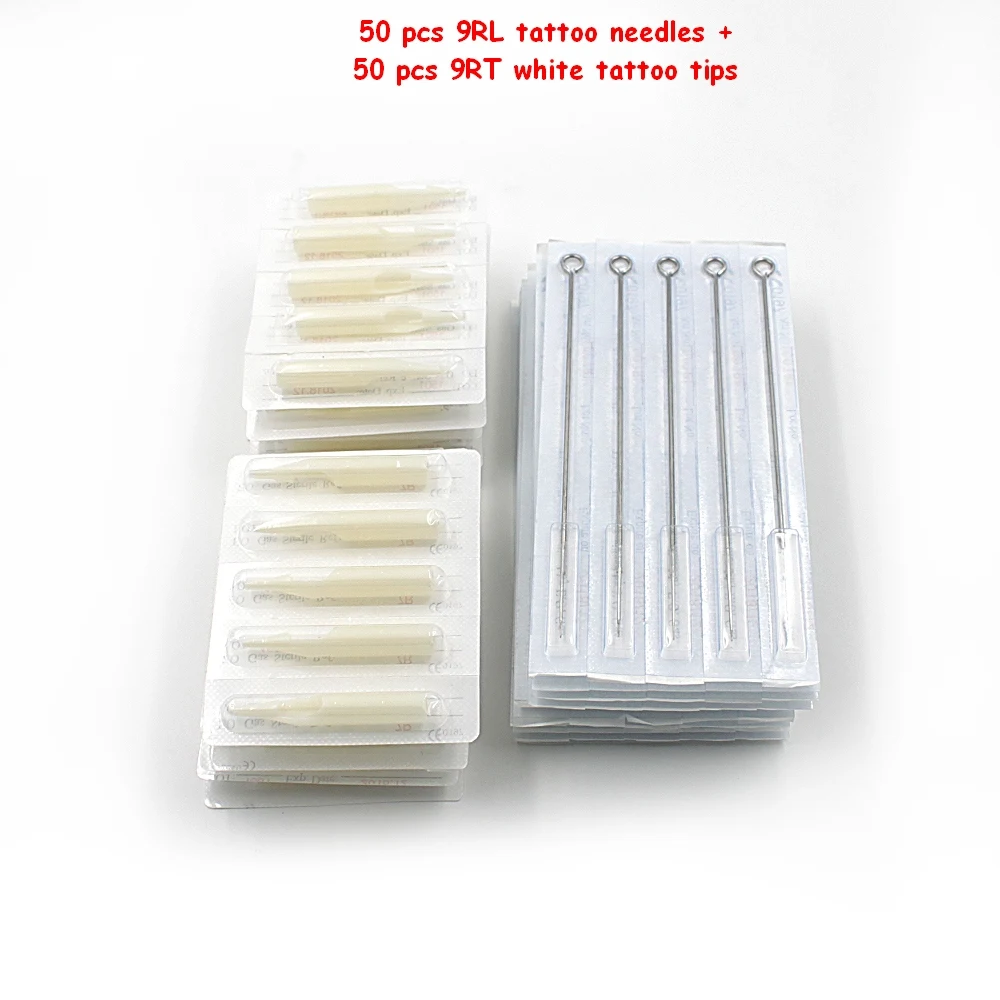 50pcs 9RL tattoo needles and 50pcs Matched Tattoo Tips 9RT tattoo kits