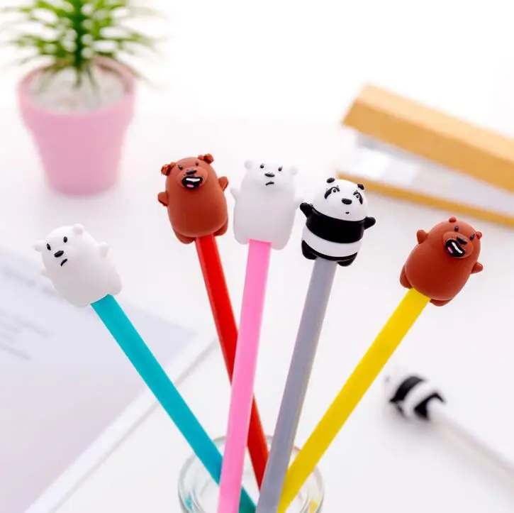 

3 Pcs/lot Korean Stationery Cute Cartoon Animals Pen Panda Bear Gel Pen School Fashion Office Kawaii Supply
