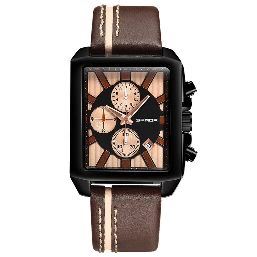 

SANDA Sport Mens Watches Top Brand Luxury Chronograph Leather Strap Quartz Army Military Watches Male Clock Relogio Masculino