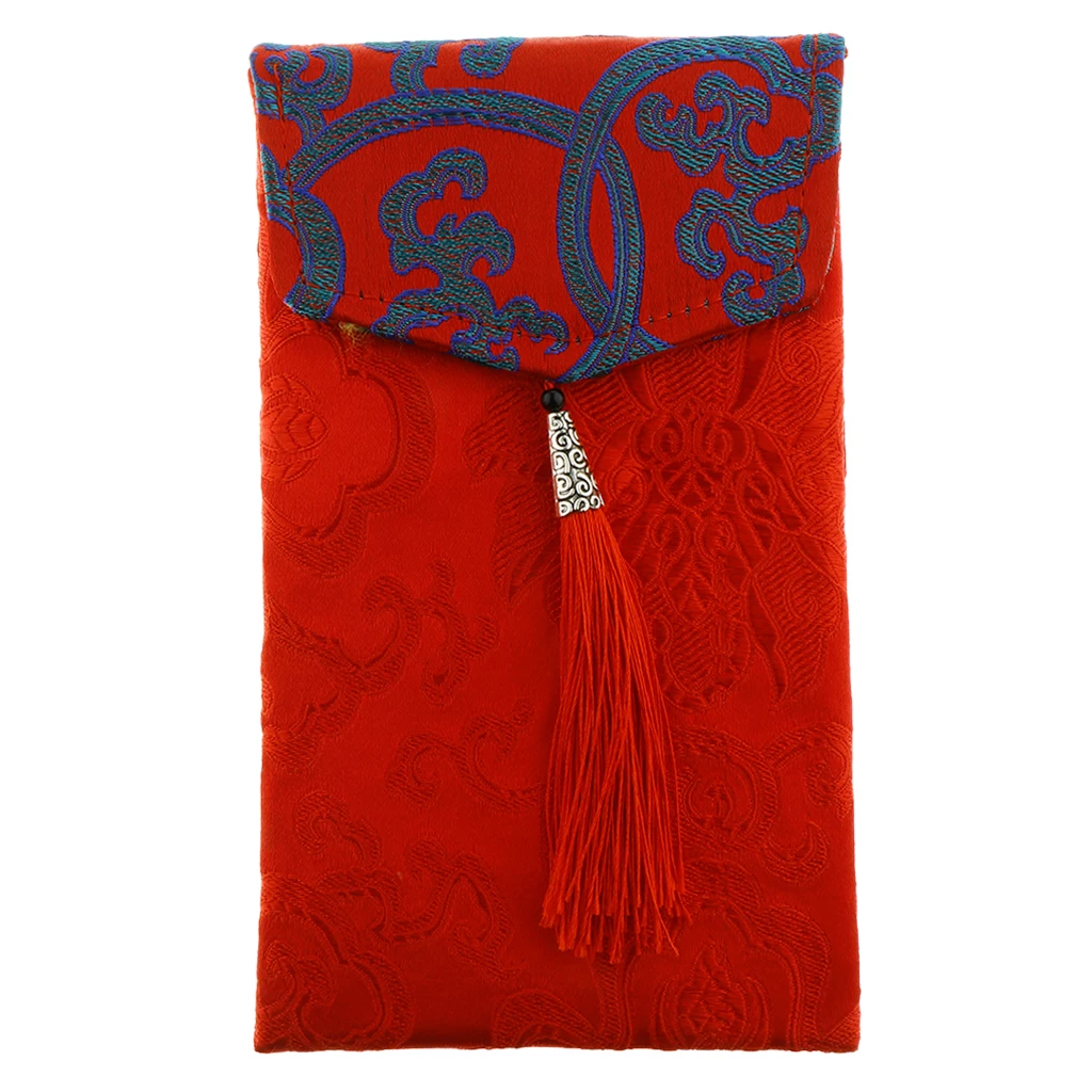 Chinese Knot Coin Traditional Wedding New Year Red Money Envelope Bag Tassel Cloth Embroidery Packet Gift Party Favor Purse