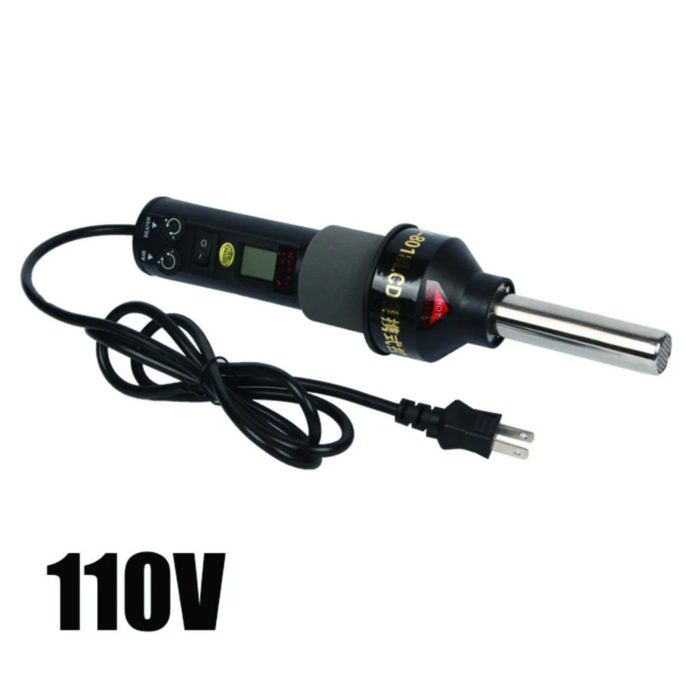 

EU 220V/ US 110V 450W LCD Adjustable Electronic Heat Hot Air Gun Desoldering Soldering Station IC SMD BGA + 5 Nozzle 8018LCD