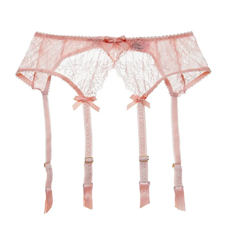 CYHWR Luxury Half Cup Lace Transparent Ultra-thin Solid Lolita Style 3 Pieces/Lots Bra Set and Garter