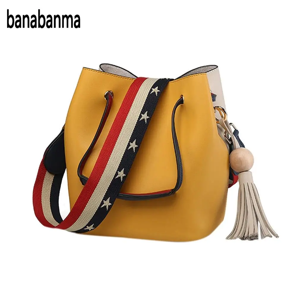 banabanma Fashion Colorful Strap Bucket Bag Women High Quality Pu