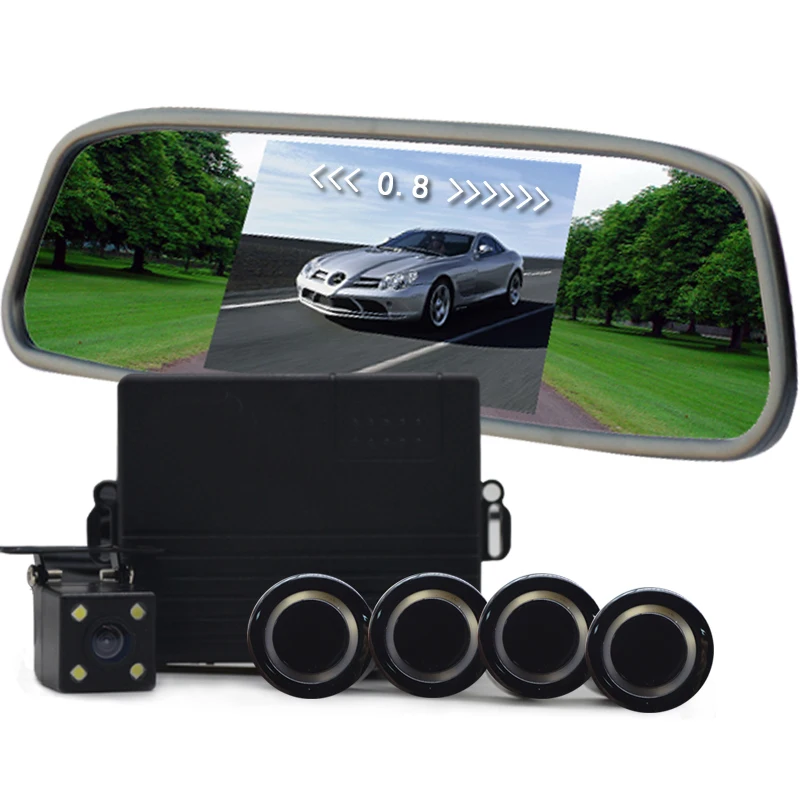 

Car Video Parking Sensor Reverse Backup Radar Detector System 13mm Original Flat Sensors Can Connect Car DVD Monitor Rear Camera