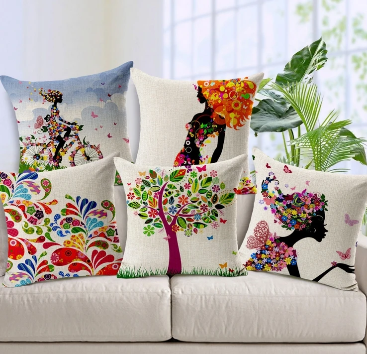 Vintage Cushion Cover Luxury Couch Home Seat Car Sofa Hotel Square Vintage Cushion Cover Luxury Couch Home Seat Car Sofa Hotel Square Cotton Linen Tree Print Cushions Covers Throw Pillow In From