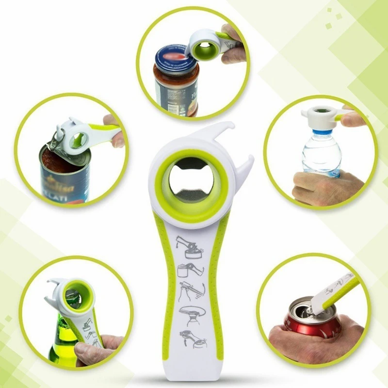 

5 in 1 Opener Multi Function Twist Bottle Opener Stainless Steel Jar Gripper Can Wine Beer Lid Twist Off Jar Opener Kitchen Tool
