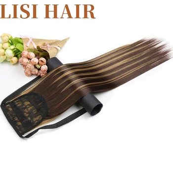 

LISI HAIR Silky Straight Ribbon Drawstring Ponytail Pieces Hairstyle 22inch 12Colors Available Synthetic Clip in Hair Extension