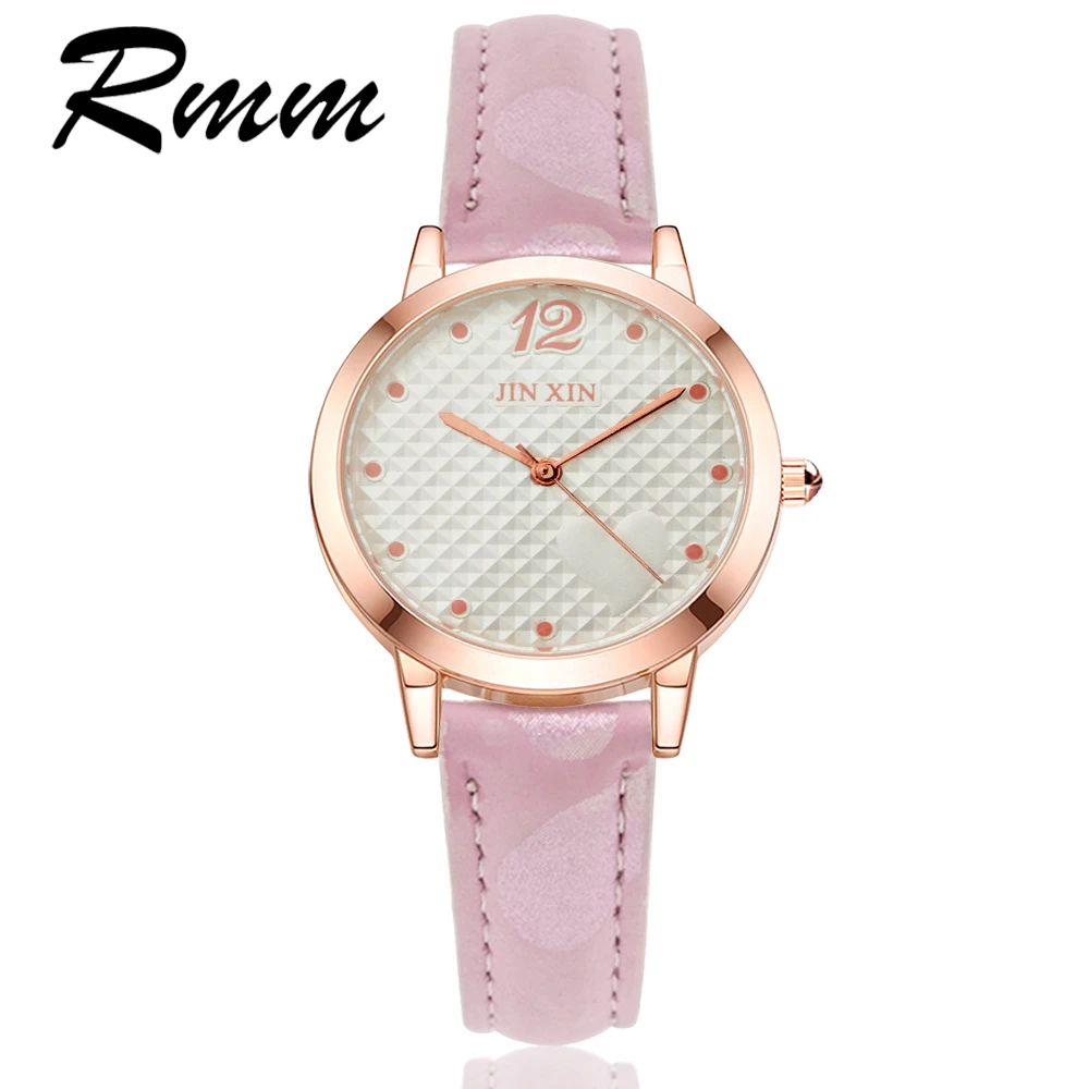 

2018 New Lovely Girl watch Casual women watches Multicolor selection Rose gold dial Leather pattern strap Quartz Wristwatches