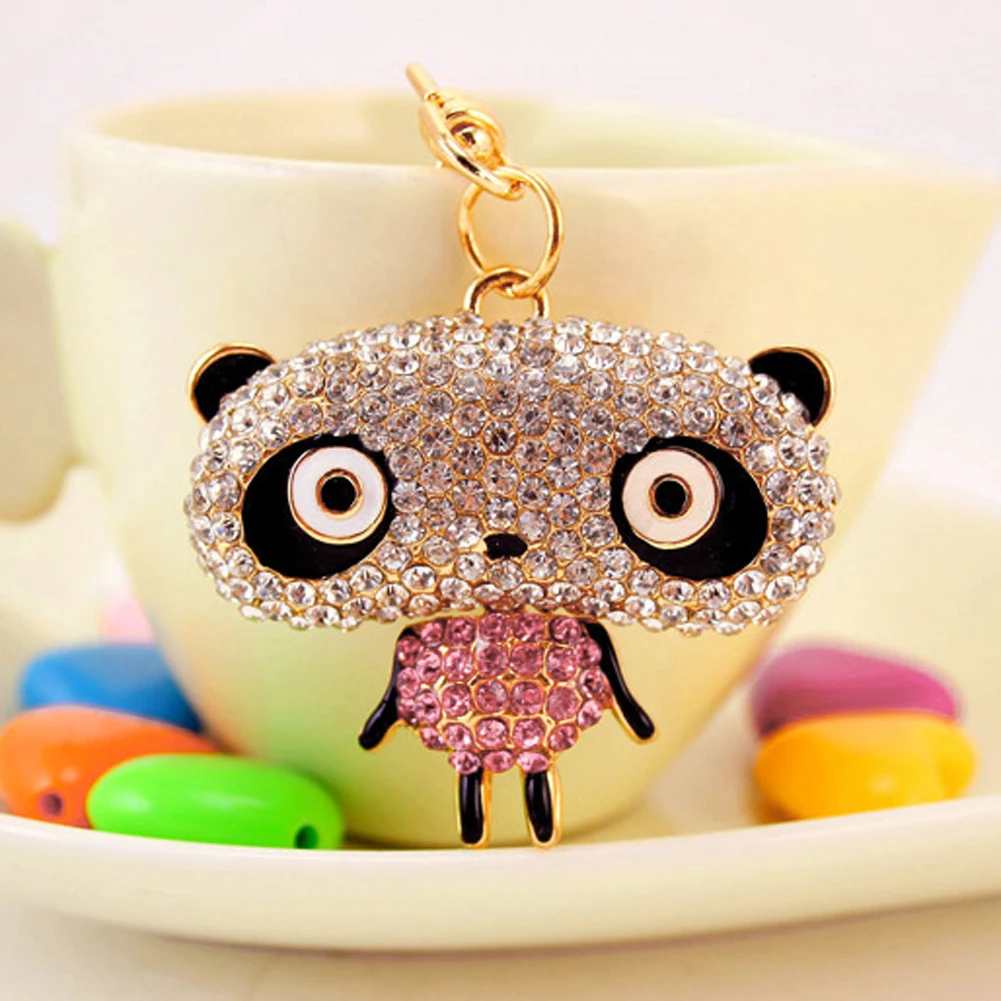 

Precious Panda Keychains Cute Keyholders Crystal Purse Bag Keyring Car Key Chain Christmas Gift