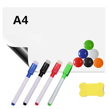 

Magnetic Dry Erase Whiteboard Set Fridge Magnets Message Board Memo Pad with Pen Stickers M09