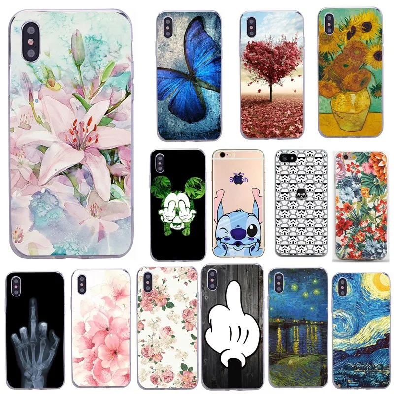 

Soft Silicone Phone Case For iphone 7 Leaf Plants Colorful TPU Fundas Capa Case For iphone 6 6s 7 8 8 plus 5 5s SE X Cases