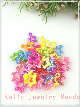 

Wholesale Five-pointed Star Shape Jewelry DIY Making Beads 15x20MM, 100pcs Random Mixed Acrylic Solid Pendant Beads For Necklace
