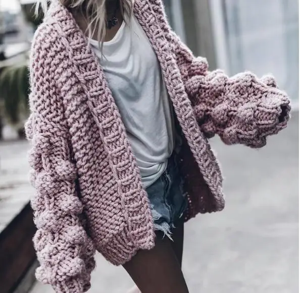 2019 Autumn Winter women sweater ball lantern sleeved cardigans female knitting pull Coarse lazy cadigans women sweater jumper 2019 Autumn Winter women sweater ball lantern sleeved cardigans female knitting pull Coarse lazy cadigans women sweater jumper
