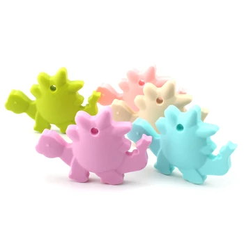 

1pcs 80mm Silicone Dinosaur Teether Baby Teethers rodent DIY chew Necklace Pacifier Chain Pendant Food Grade Silicone BPA Free