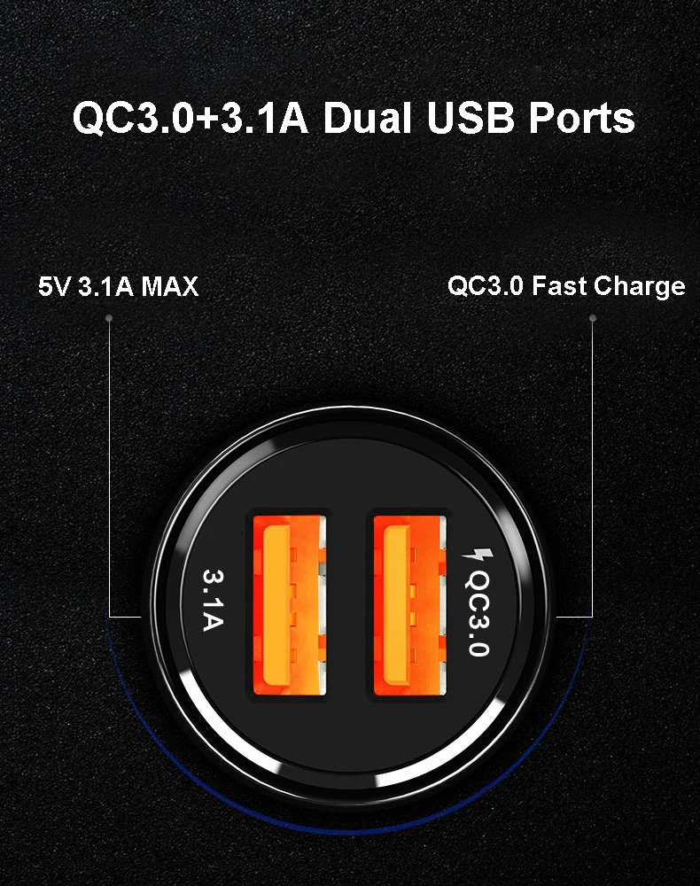 MLLSE Dual USB Car Fast Adaptive Charger QC3.0 Quick Charge For iPhone X 8 Plus SAMSUNG S9+ Note 8 S8 XIAOMI Mi8 MIX2S Mi6 Mi5S (4)