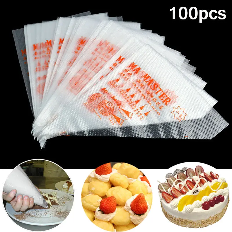 

100Pcs Disposable Pastry Bag Nozzle Icing Piping Cake DIY Cupcake Baking Fondant Cream Cake Tool Decoration Tools Big Size